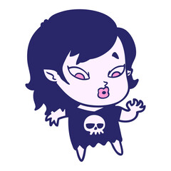 cute cartoon vampire girl in bright neon color