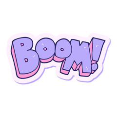 sticker of a cartoon boom in bright neon color