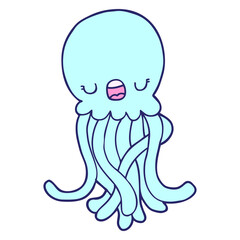 cartoon jellyfish in bright neon color