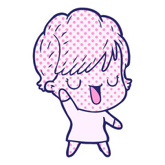 cartoon woman talking in bright neon color