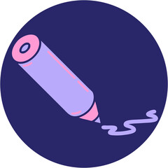 iconic tattoo style image of a coloring pencil in bright neon color