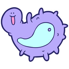 cartoon germ in bright neon color