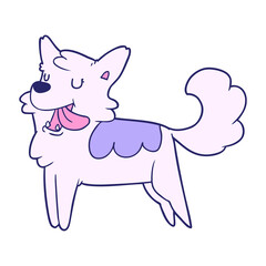 cartoon happy dog in bright neon color
