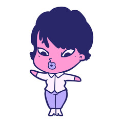 cartoon woman in bright neon color