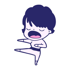 Obraz premium cartoon woman talking in bright neon color