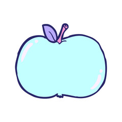 cartoon apple in bright neon color