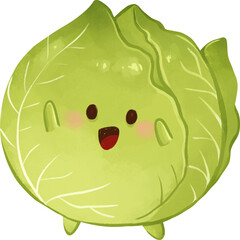 Cute Hand Drawn Cabbage Character
