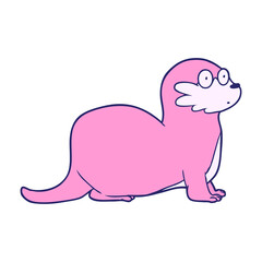 cartoon otter in bright neon color