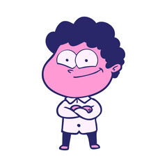 cartoon happy man in bright neon color