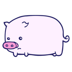cute cartoon pig in bright neon color