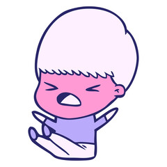 cartoon stressed man in bright neon color