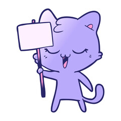 happy cartoon cat in bright neon color