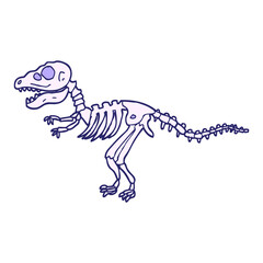 hand drawn doodle style cartoon dinosaur bones in bright neon color