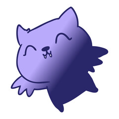 freehand drawn gradient cartoon of cute kawaii bat in bright neon color