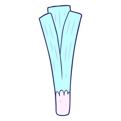 cartoon organic leek in bright neon color