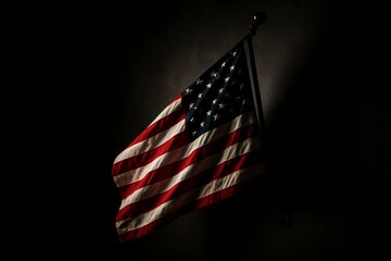 Dramatic Lighting — USA Flag in Shadow and Light