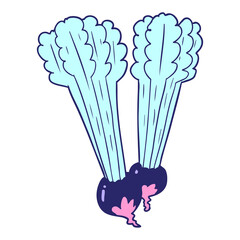 cartoon beetroots in bright neon color