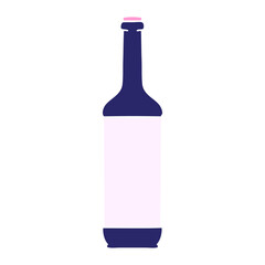 hand drawn quirky cartoon wine bottle in bright neon color