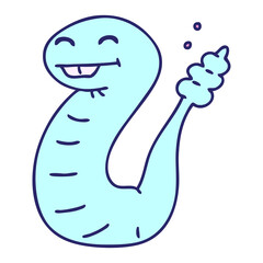 cartoon of a happy snake in bright neon color