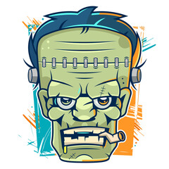 Retro Monster Party style old label kull for t-shirt