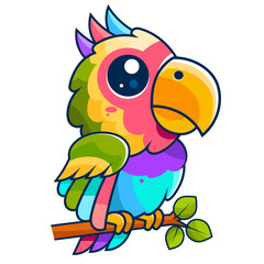 Vector of a vibrant tropical flower crown with lush green leaves and a parrot, representing exotic flora and island-inspired festive decoration