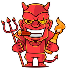 angry boss smoking cigar and blaming small businessman