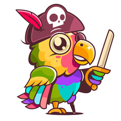 Pirate parrot with treasure map and Not Found message in adventure vector illustration. Perfect for gaming websites and quest app error pages.