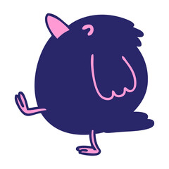cartoon of a happy bird walking in bright neon color