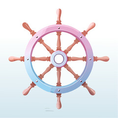 Obraz premium minimalist ship’s wheel in duotone with soft-edge gradients and cut-path ready spoke design