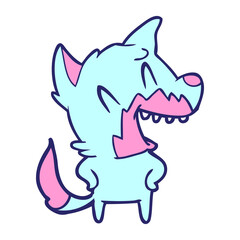laughing fox cartoon in bright neon color