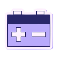 sticker of a cute cartoon car battery in bright neon color