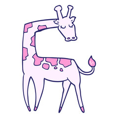 cartoon giraffe in bright neon color