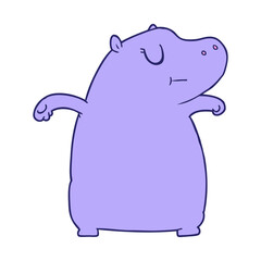 cartoon hippo in bright neon color