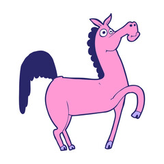 funny cartoon horse in bright neon color