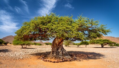 frankincense tree on a summer sunny day in dhofar region in sultanate of oman