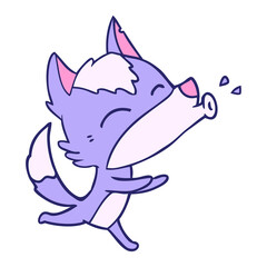 howling wolf cartoon in bright neon color