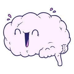 cartoon brain laughing in bright neon color