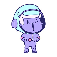happy cartoon astronaut in bright neon color