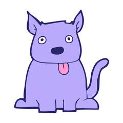 cartoon dog sticking out tongue in bright neon color
