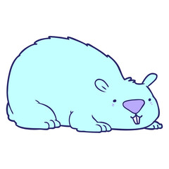 cartoon wombat in bright neon color