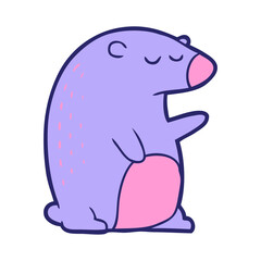cartoon bear in bright neon color