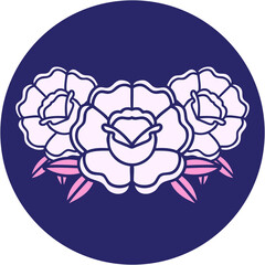 iconic tattoo style image of a bouquet of flowers in bright neon color