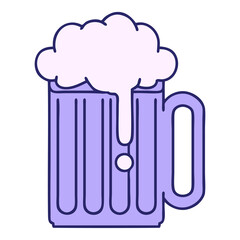 iconic tattoo style image of a beer tankard in bright neon color