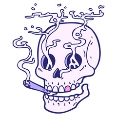 tattoo in traditional style of a skull in bright neon color