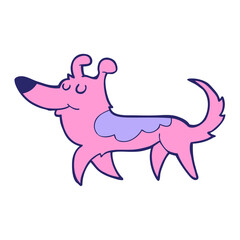 cartoon dog in bright neon color