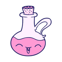 cartoon happy bottle of olive oil in bright neon color