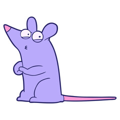 cartoon suspicious mouse in bright neon color
