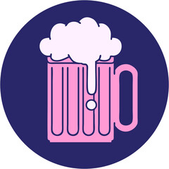 iconic tattoo style image of a beer tankard in bright neon color