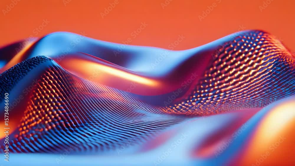 Poster wave pattern in vibrant red background with light waves creating an eye-catching visual effect