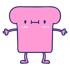 cartoon of a happy slice of wholemeal bread in bright neon color